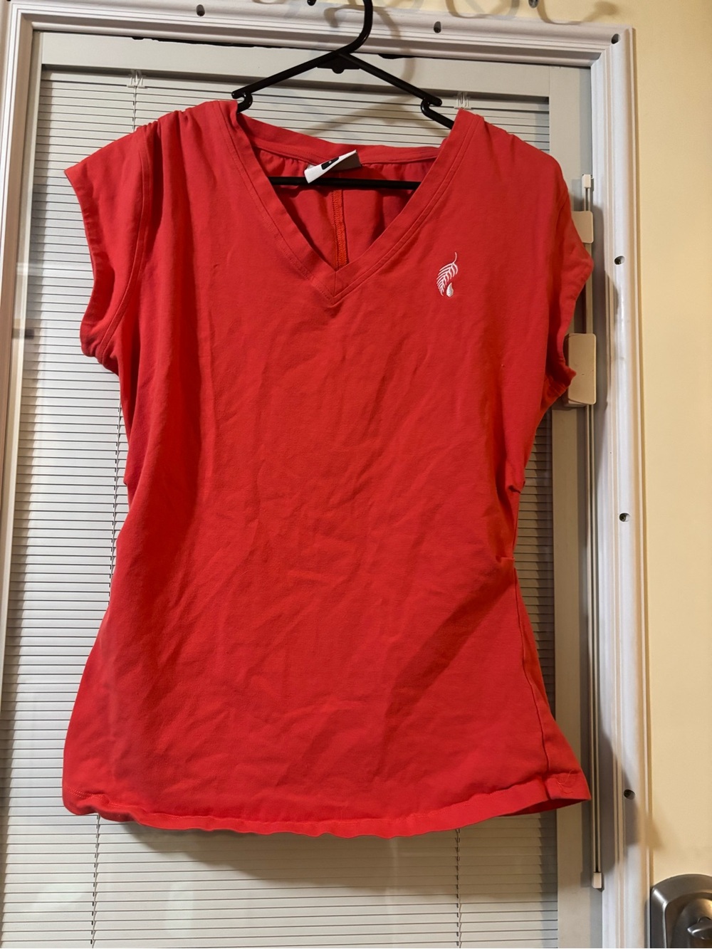 Women's Coral Melaleuca V-Neck Short Sleeve Tee with logo